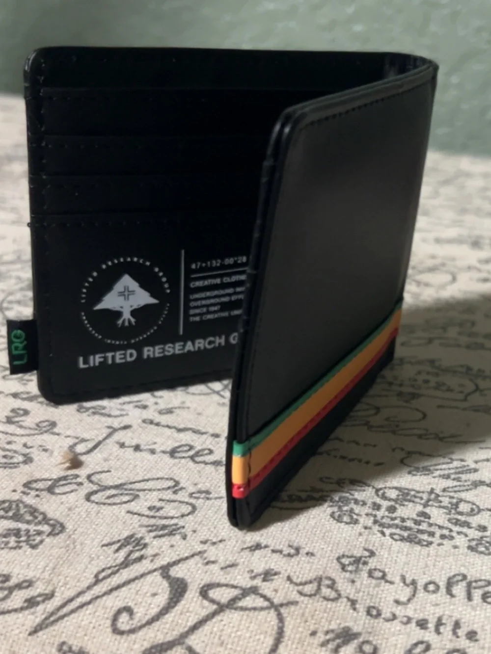 LRG Lifted Research Group Black Rasta Striped Bifold Wallet